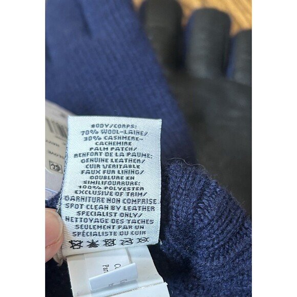 UGG NWT Navy Cashmere Wool Blend Leather Palm Tech Gloves Size Large/XL flawed - Picture 7 of 9